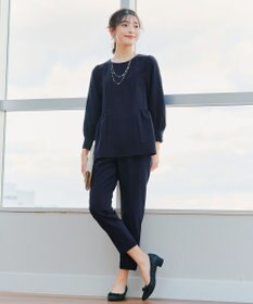 Tiaclasse 【ダブルクロス】パフスリーブペプラムチュニックブラウス