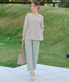 Tiaclasse 【ダブルクロス】パフスリーブペプラムチュニックブラウス