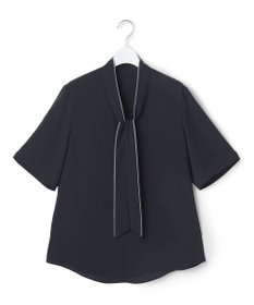 ICB L 【新色追加】BackSatinAmunzen 5分袖配色ボウタイブラウス