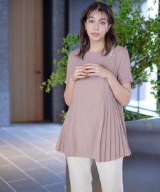 Tiaclasse 【新色追加・洗える】サイドプリーツチュニックブラウス