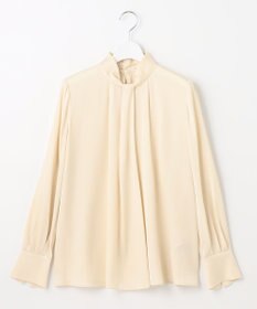 自由区 L 【洗える/UVケア/吸放湿性】シルクストレッチ ハイネックブラウス