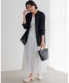 23区 【洗える】LIBECO バンドカラー シャツ