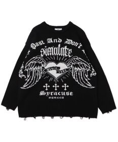 WEGO ウイングハートダメージニット