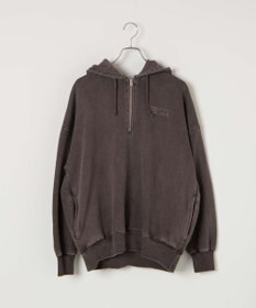 WEGO ピグメントハーフZIPロゴプルパーカー