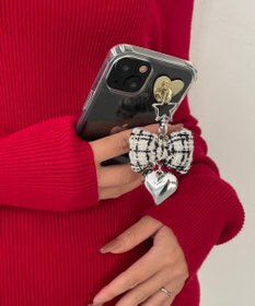 WEGO ツイードリボンハートキーホルダー