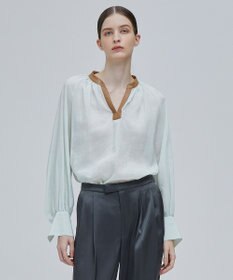 BEIGE， PAULINE / レザーコンビブラウス