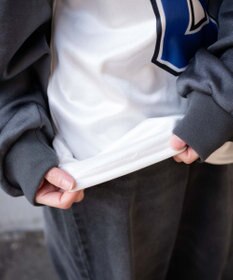 WEGO VネックナンバリングサテンBIGスウェット