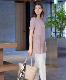 Tiaclasse 【新色追加・洗える】サイドプリーツチュニックブラウス