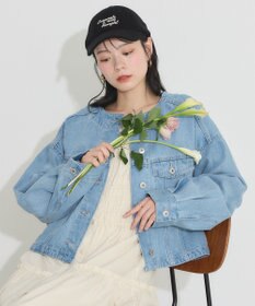 earth music&ecology ノーカラーデニムジャケット