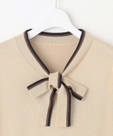 Feroux 【洗える】ニットドッキング ボウタイワンピース