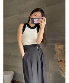 Green Parks デザインヘム配色ニットタンクトップ