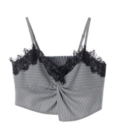 earth music&ecology ピンストライプ胸元レースビスチェ