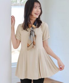 Tiaclasse 【新色追加・洗える】サイドプリーツチュニックブラウス