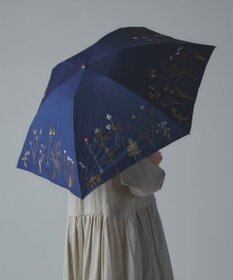 AND WOOL 〈一級遮光生地・晴雨兼用〉ボタニカル刺繍の日傘 （折りたたみ傘タイプ）