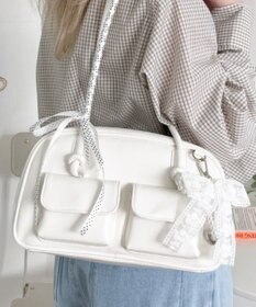 WEGO レイヤーリボンチャーム付きボストンバッグ
