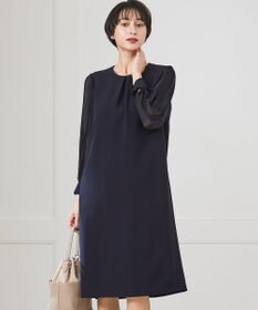 23区 S 【セットアップ対応/洗える】トリアセダブルジョーゼット シフォンスリーブ ワンピース