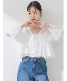 earth music&ecology ＳＥＴ２点キャンディースリーブブラウス＋インナー