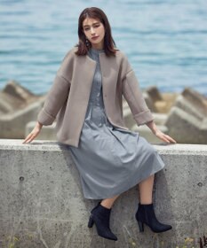 Tiaclasse ダイバー素材ノーカラージャケット