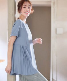 Tiaclasse 【新色追加・洗える】サイドプリーツチュニックブラウス