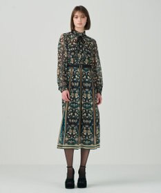 GRACE CONTINENTAL ハイネックボウタイプリントワンピース