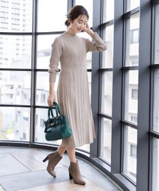 Tiaclasse 【洗える】1着でオシャレ感が出せるニットプリーツワンピース