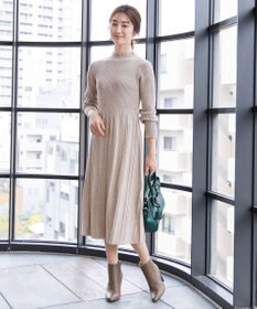 Tiaclasse 【洗える】1着でオシャレ感が出せるニットプリーツワンピース