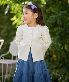 ANY KIDS スナップボタン リボンカーディガン