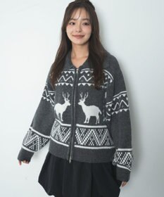 WEGO 雪柄ダブルジップニット