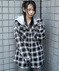 WEGO 裏毛フードチェックシャツ