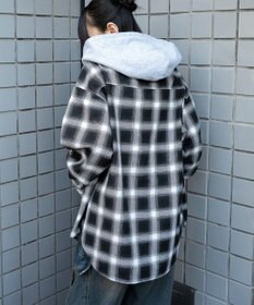 WEGO 裏毛フードチェックシャツ