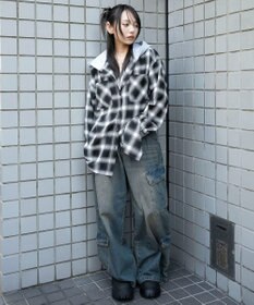 WEGO 裏毛フードチェックシャツ