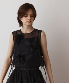 GRACE CONTINENTAL メッシュフラワートップ