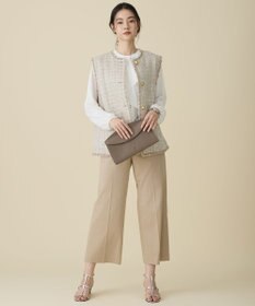 自由区 L コットンサテンクロップド丈ワイドストレート パンツ