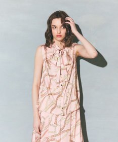 GRACE CONTINENTAL チェーンプリントボウタイブラウス