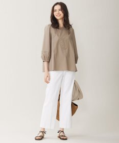 自由区 L 【洗える】テンセルコットンエンブロイダリープルオーバー ブラウス