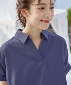 Tiaclasse 【洗える】 リネンミックススキッパーシャツ