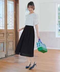 Tiaclasse L 【セットアップ対応・洗える】シアーチェックフレアスカート