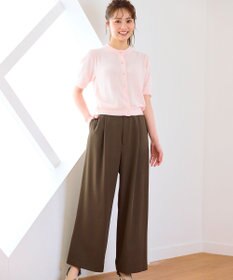 Feroux 【洗える】マーベルトデザイン セミワイドパンツ