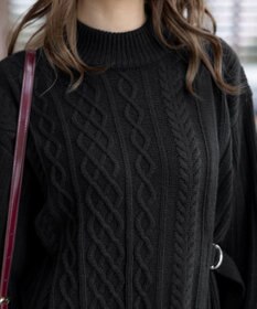 Tiaclasse アラン柄ニットチュニックワンピース