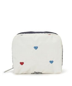 LeSportsac SQUARE COSMETIC/トリコロールハートエンブロイダリー