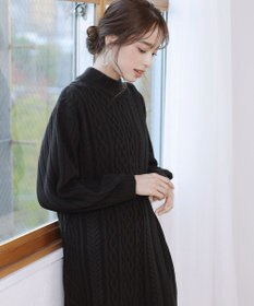 Tiaclasse アラン柄ニットチュニックワンピース