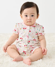 MIKI HOUSE HOT BISCUITS 【70-80cm】キャビット×さくらんぼ 総柄ショートオール