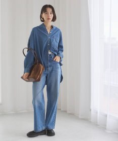 WEGO 【ANGIE VINTAGE】オーバーサイズ バンドカラー デニムシャツ