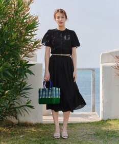 Tiaclasse L 【セットアップ対応・洗える】シアーチェックフレアスカート