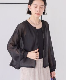 AMERICAN HOLIC 【WEB限定】ノーカラーシアーZIPブルゾン