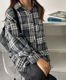 WEGO オーバーサイズチェックネルシャツ