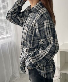 WEGO オーバーサイズチェックネルシャツ