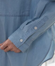 WEGO 【ANGIE VINTAGE】シアーデニムバンドカラーシャツ