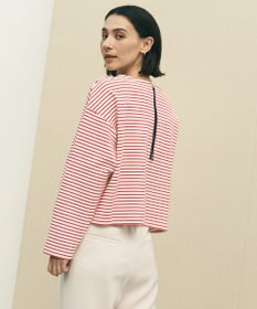 UNFILO ドライタッチリブ バックZIP ボーダートップス