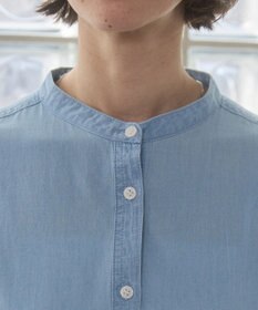 WEGO 【ANGIE VINTAGE】シアーデニムバンドカラーシャツ